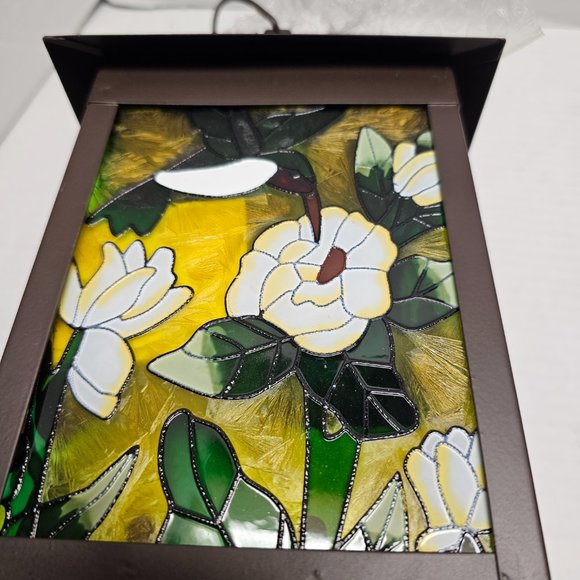 New Pagoda Zen Stained Floral Glass Solar Powered Garden Humming Bird Lantern - Picture 13 of 16